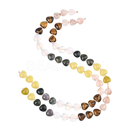 Gradient Color Opalite & Natural Ferruginous Quartz & Tiger Eye & Moss Agate & Lemon Jade Beads Strands G-B185-A03-1
