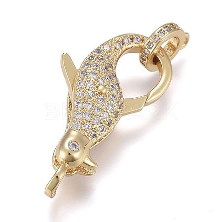Brass Micro Pave Cubic Zirconia Lobster Claw Clasps ZIRC-M108-10A-G-1