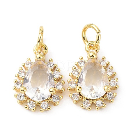 Brass Cubic Zirconia Charms ZIRC-C022-10G-1