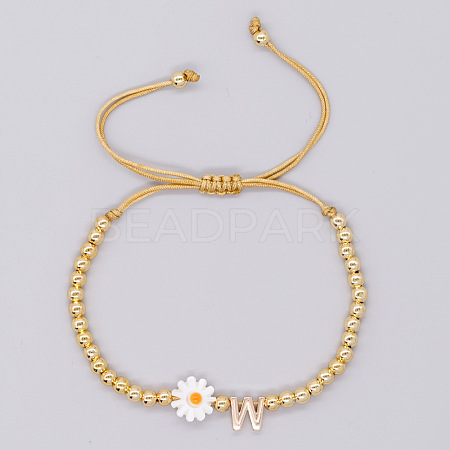 Golden Tone Daisy Braided Bead Bracelets WY1454-23-1