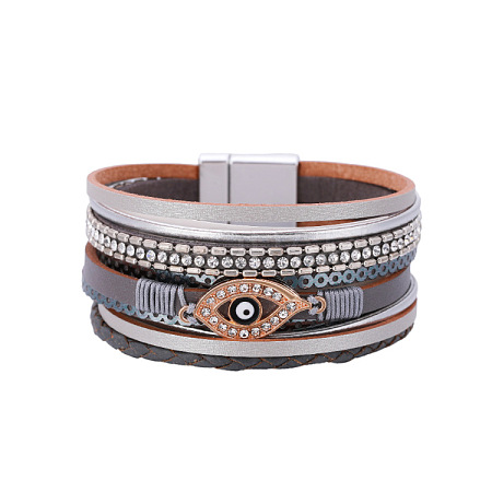 Bohemia Leather Multi-strand Bracelets with Evil Eye ST7441706-1