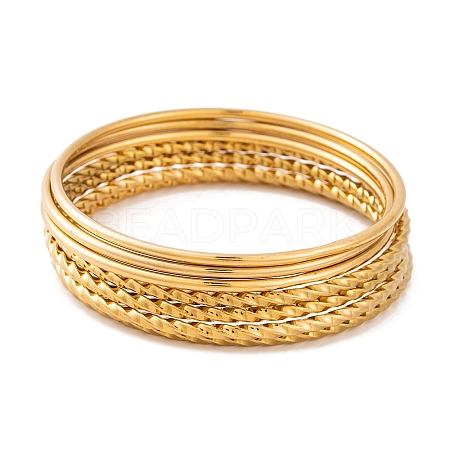 7Pcs PVD Vacuum Plating 304 Stainless Steel Ring Bangles Set for Women BJEW-A011-14D-G-1