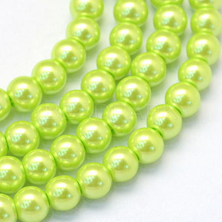 Baking Paint Pearlized Glass Pearl Round Bead Strands X-HY-Q003-6mm-66-1