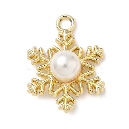 Christmas Alloy with Plastic Imitation Pearl Pendants FIND-Z101-02G-1