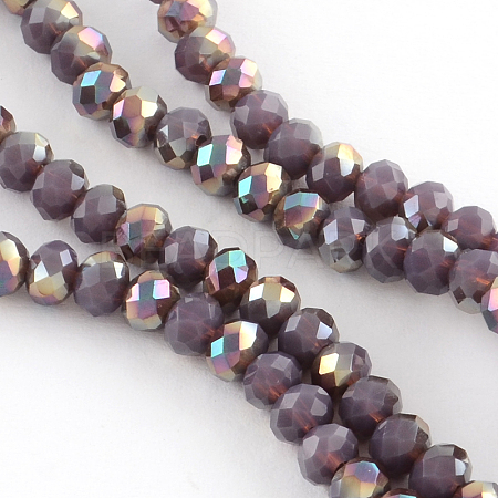 Electroplate Glass Faceted Rondelle Bead Strands X-EGLA-Q054-8mm-06-1