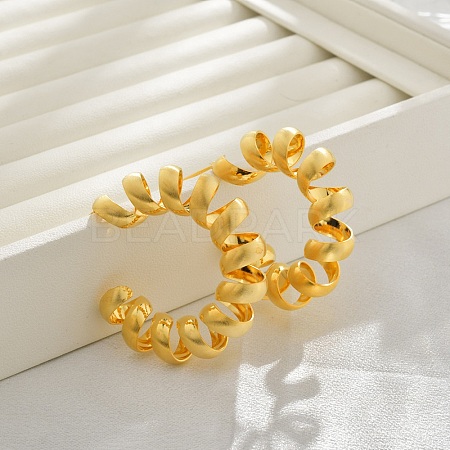 Brass Spiral Laid Stud Earrings for Women LS-EJEW-A121-21G-1