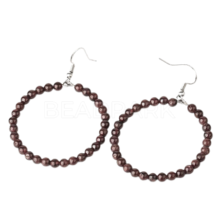 Fashionable Natural Garnet Hoop Earrings for Women KJ9273-11-1