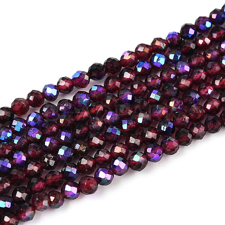 AB Color Plated Natural Garnet Beads Strands G-T144-A07-01-1