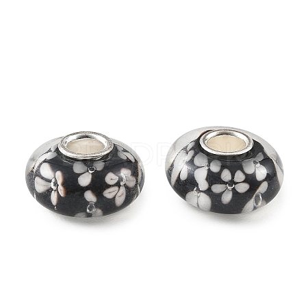 Lampwork & Brass Core European Beads LAMP-P019-01P-08-1