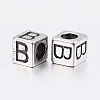 304 Stainless Steel Large Hole Letter European Beads LS-STAS-H428-01AS-B-2