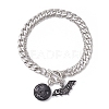3Pcs 3 Colors Halloween Alloy Enamel Bat and Dyed Synthetic Turquoise Pumpkin Charm 304 Stainless Steel Bracelet Sets BJEW-JB12446-3