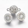 Alloy Rhinestone Magnetic Clasps with Loops RB-H116-3-S-1-2