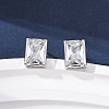 Brass Micro Pave Clear Cubic Zirconia Stud Earrings EJEW-C174-02D-P-1