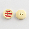 4-Hole Printed Wooden Buttons X-BUTT-R032-072-2