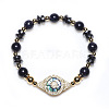 Synthetic Blue Goldstone Bead Bracelets BJEW-P240-G01-2
