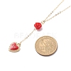 Alloy Enamel Charm & Rose Beads Lariat Necklace NJEW-JN03963-6