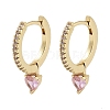 Brass Pave Cubic Zirconia Heart Hoop Earrings for Women EJEW-L269-131G-2