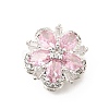 Flower Brass Micro Pave Clear Cubic Zirconia Beads KK-Z156-14S-01-1