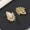Brass & Clear Teardrop Cubic Zirconia Stud Earrings with Marquise Accents for Women KK-CBA36A2-12G-3