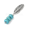 2Pcs 2 Colors Dyed Synthetic Turquoise Rondelle Beaded Pendants PALLOY-JF04682-5