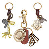 ARRICRAFT 3Pcs 3 Style Retro Braided Cowhide Keychain KEYC-AR0001-30-1