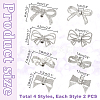 8Pcs 4 Styles Bowknot Alloy & Brass Rhinestone Shoe Decorations AJEW-PH0011-72-2