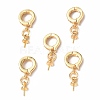 Brass Micro Pave Clear Cubic Zirconia Twister Clasps KK-P223-19G-4