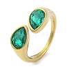 Ion Plating(IP) 304 Stainless Steel Rhinestone Teardrop Cuff Open for Women RJEW-N046-04B-G-1