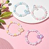 Sparkling Resin & Acrylic Heart Beaded Stretch Bracelet for Kids Jewelry BJEW-JB09549-5