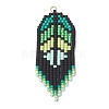 Handmade Glass Seed Beaded Leaf Shape Big Pendants PALLOY-MZ00931-01-1