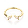 Brass Micro Pave Cubic Zirconia Cuff Rings for Women KK-T071-74G-2