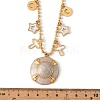 304 Stainless Steel Enamel Flat Round Cross Star Pendant Necklaces for Women NJEW-F380-02G-4