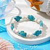 Round & Turtle Dyed Synthetic Turquoise & Magnesite Beaded Stretch Bracelets for Women BJEW-JB10936-01-2