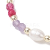 3Pcs Natural Mixed Gemstone & Cultured Freshwater Pearl Beads Braided Bead Bracelets for Women BJEW-JB12666-5