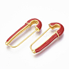 Brass Enamel Safety Pins Earrings JEWB-R015-01B-NF-1