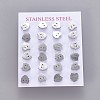 304 Stainless Steel Stud Earrings EJEW-F227-17P-3