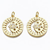 5Pcs Brass Micro Pave Clear Cubic Zirconia Pendants ZIRC-SZ0002-36-1