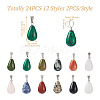 Fashewelry 24Pcs 12 Styles Teardrop Natural & Synthetic Gemstone Pendants G-FW0001-35-3
