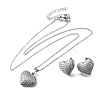 Heart Brass Micro Pave Cubic Zirconia Stud Earrings & Pendant Necklaces Sets SJEW-Z002-05P-4