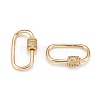 Brass Micro Pave Clear Cubic Zirconia Screw Carabiner Lock Charms ZIRC-T010-10G-2
