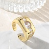 Brass Micro Pave Cubic Zirconia Cuff Open Rings for Women RJEW-L343-06G-1