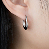 Rhodium Plated 925 Sterling Silver Hoop Earrings WZ0712-1-2