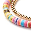 Handmade Polymer Clay Heishi Beads Stretch Bracelets Sets BJEW-JB07341-7