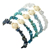 5Pcs 5 Styles Natural Quartz Crystal & Lapis Lazuli & Apatite & Aquamarine & Synthetic Turquoise Chip Beaded Stretch Bracelet Sets BJEW-JB10840-5