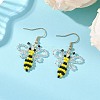 Bees Glass Seed Beads Woven Dangle Earrings EJEW-MZ00681-1