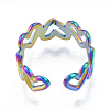 Ion Plating(IP) 304 Stainless Steel Hollow Heart Cuff Rings RJEW-N038-124M-3