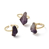 Natural Amethyst Nuggets Open Cuff Rings RJEW-M155-01G-1