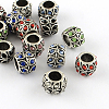Antique Silver Plated Alloy Rhinestone Large Hole European Beads X-MPDL-R041-02-1