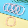 Natural Rose Quartz Bead Stretch Bracelets X-BJEW-K212-B-045-1