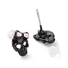 Alloy Skull with Bowknot Stud Earrings with Steel Pin EJEW-E143-15-2